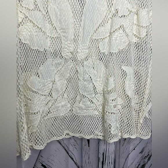 Anthropologie Lilka Ivory Mesh Appliquéd Tunic S - Picture 4 of 7